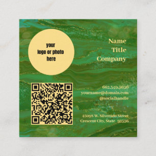 Modern Green Gold Square Business Card