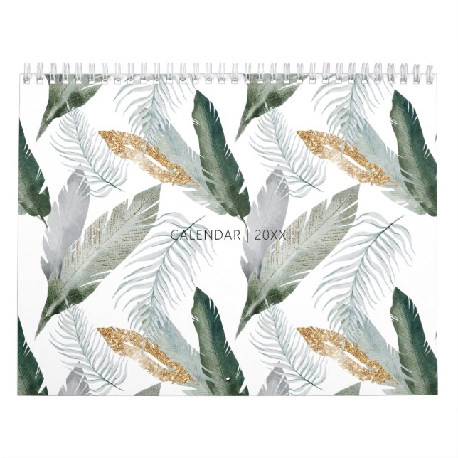 Modern Green & Gold Tropical Calendar (Cover)