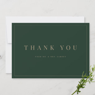 Modern Green & Gold Wedding Thank you Card