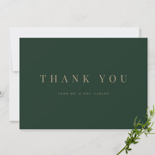 Modern Green & Gold Wedding Thank you Card