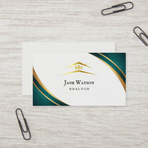 Modern Green & Golden Real Estate Business Card