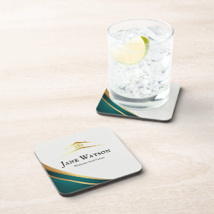 Modern Green & Golden Real Estate Coaster