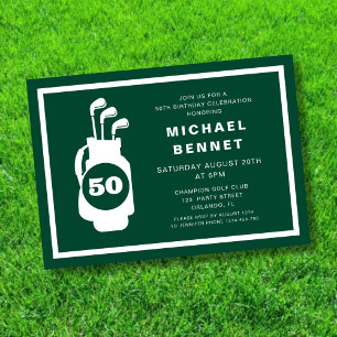 Modern Green Golf 50th Birthday Invitation