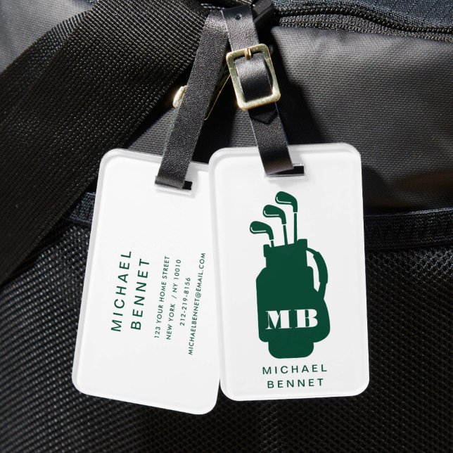 Modern Green Golf Sport Monogram Luggage Tag (Modern Green Golf Sport Monogram Luggage Tag)