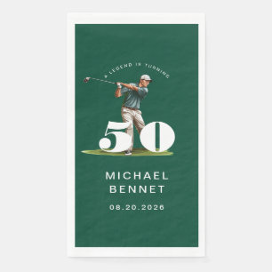 Modern Green Golfer 50th Birthday Napkin