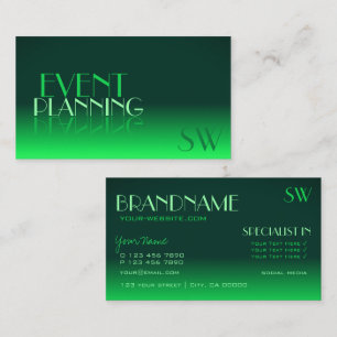 Modern Green Gradient Mirror Font Classic Monogram Business Card