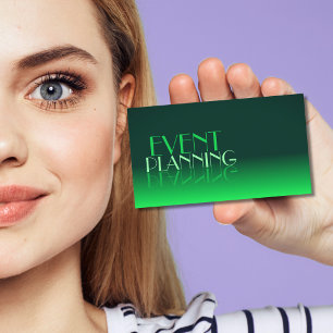 Modern Green Gradient Mirror Font Classic Photo Business Card