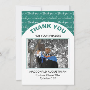 Modern Green Graduate Photo Thank You Card
