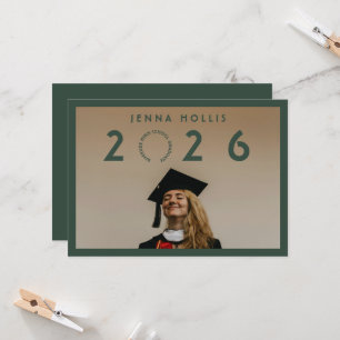 Modern Green Graduate Year Photo Graduation Card