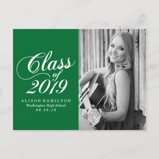 Modern Green | Graduation Announcement Postcard (Front)