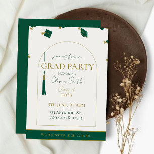 Modern Green Graduation Invitation   Customisable