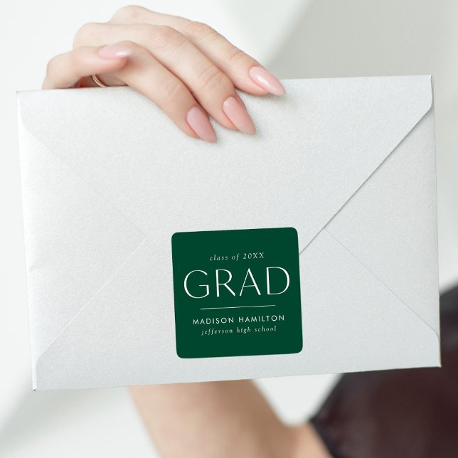 Modern Green Graduation Square Sticker (Creator Uploaded)