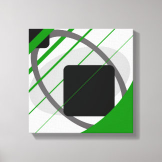Modern Green Grey Black Off White - Wrapped Canvas