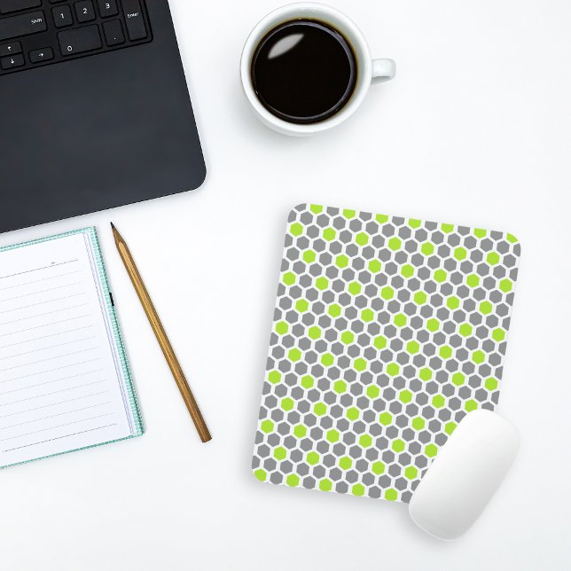 Modern Green Grey Geometric Mouse Pad (Creator Uploaded)