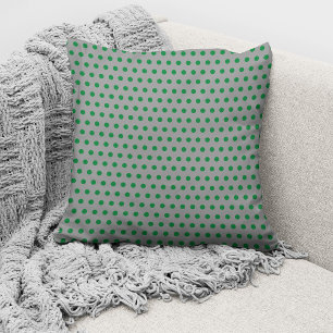 Modern Green Grey Polka Dots Pattern Cushion