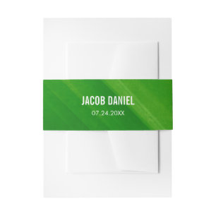 Modern Green Grunge Bar Mitzvah Invitation Belly Band