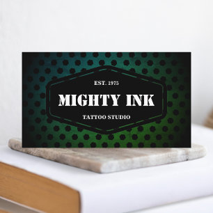 Modern Green Grunge Tattoo Studio   Tattoo Artist Business Card