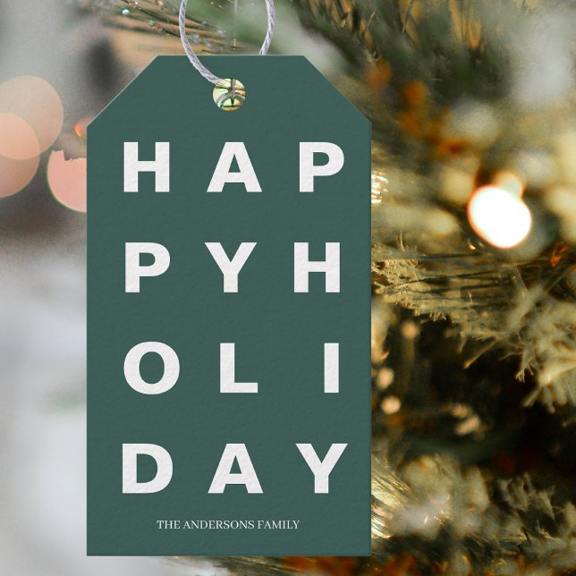 Modern Green Happy Holiday Gift Tags (Creator Uploaded)