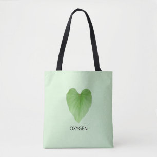 Modern Green Heart Shape Plant Leaf Tote Bag