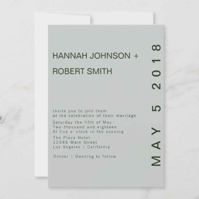 Modern Green Hue Wedding Invitation (Front)