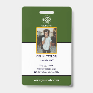 Modern Green ID Card with Photo & Logo Badge