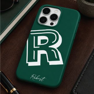 Modern green initial minimal Case-Mate iPhone case