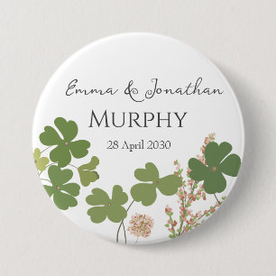 Modern Green Irish Leaf Clover Wedding 7.5 Cm Round Badge