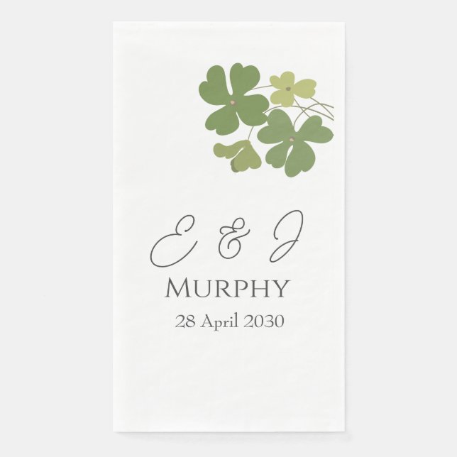  Modern Green Irish Leaf Clover Wedding   Napkin (Front)