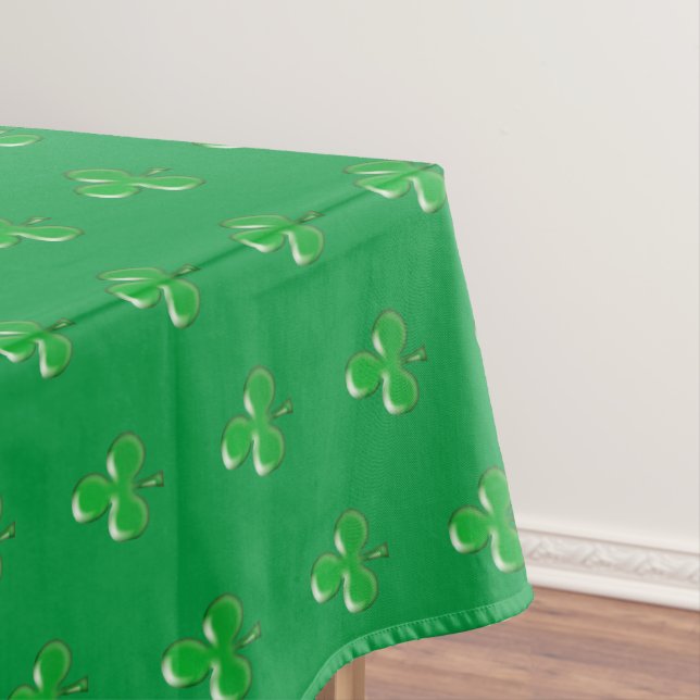 Modern Green Irish Shamrock clover pattern cute   Tablecloth (In Situ)