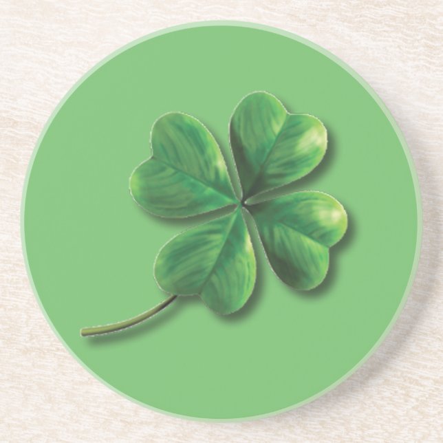Modern Green Irish Shamrock Coaster (Front)