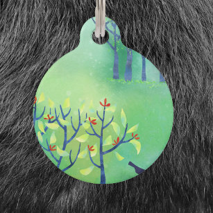 Modern Green Landscape Abstract Pet Tag