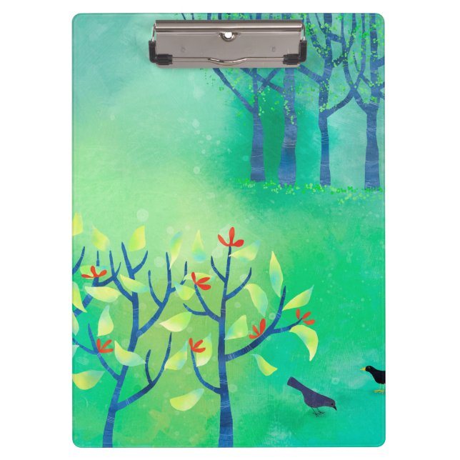 Modern Green Landscape Art Clipboard (Front)