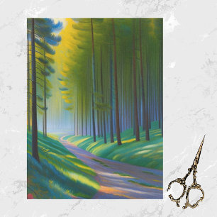 Modern Green Landscape Trees Path Artwork Tissue Paper