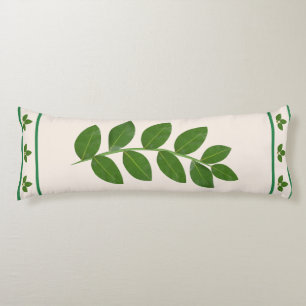 Modern Green Laurel Leaves Body Cushion
