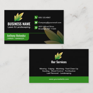 Modern Green Leaf Landscaping Logo Business Card