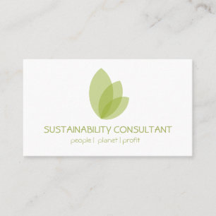 Modern green leaf logo sustainability consultant business card