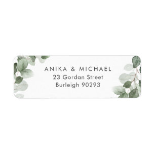 Modern Green Leaf Watercolor Return Address