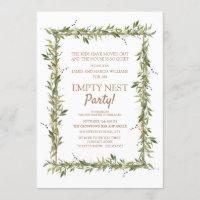 Modern Green Leaves Gold Empty Nest Party