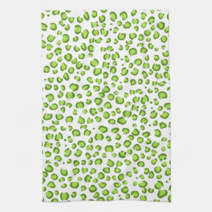 Modern Green Leopard Pattern Animal Print Tea Towel