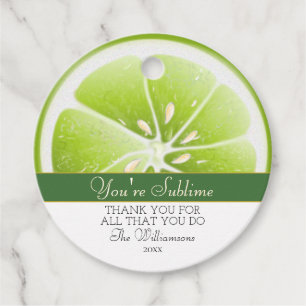 Modern Green Lime Fruit Favour Tags