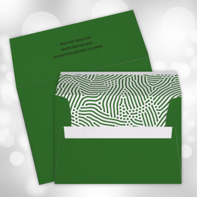 Modern Green Lines Dots Lined Green Envelope (Creator Uploaded)