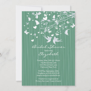 Modern Green Love Birds Bridal Shower Invitation