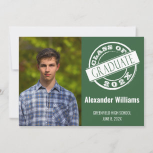 Modern Green Male Photo Grad Graduation Party  Invitation