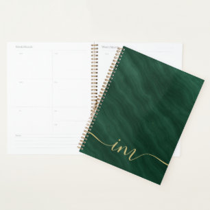 Modern Green Marble Abstract with Gold - Planner