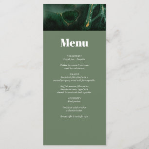 Modern Green Marble Monogram Wedding Menu