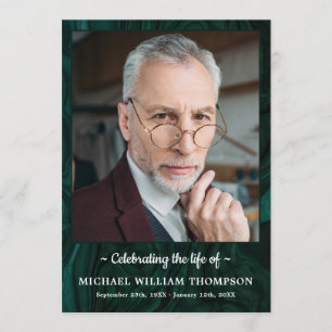Modern Green Marble Photo Order Of Service Funeral Programme