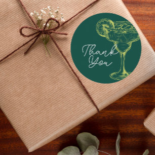 Modern Green Margarita Fiesta Birthday Party Classic Round Sticker
