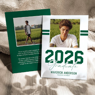 Modern Green Masculine Photo Graduation Announcement