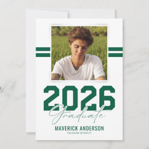 Modern Green Masculine Photo Graduation Announcement