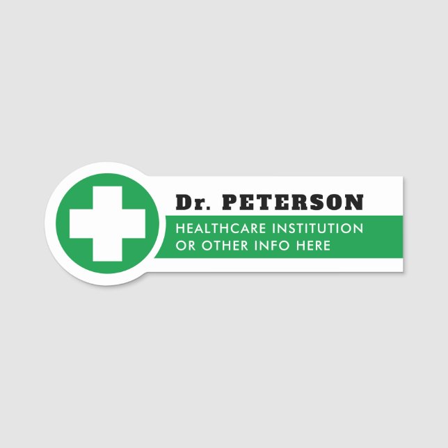 Modern Green Medical Hospital Profession Name Tag (Front)